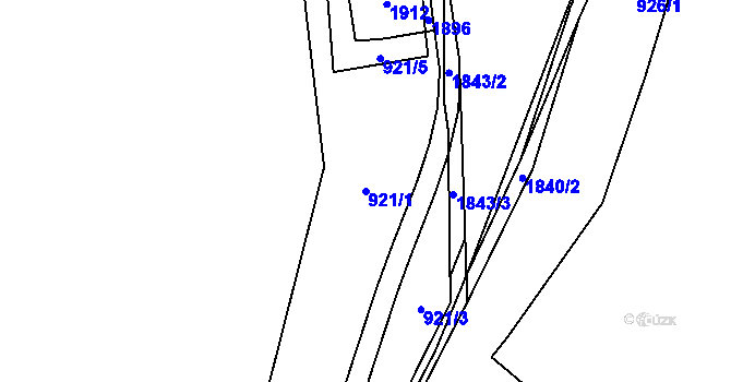 Parcela st. 921/1 v KÚ Čeminy, Katastrální mapa