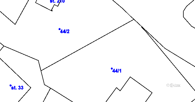 Parcela st. 44/7 v KÚ Čeminy, Katastrální mapa