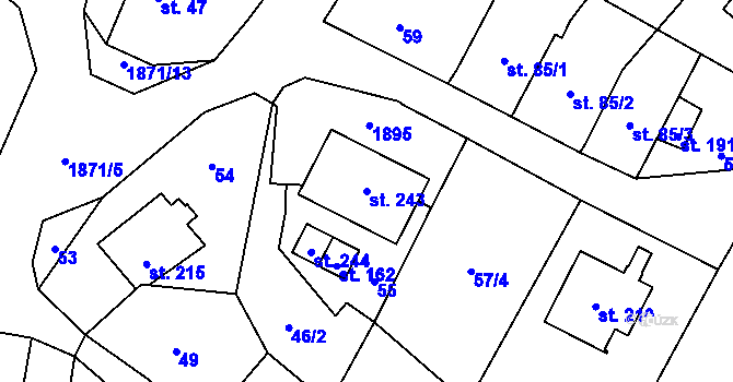 Parcela st. 243 v KÚ Čeminy, Katastrální mapa