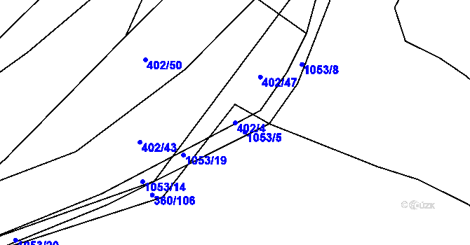Parcela st. 402/4 v KÚ Kůští, Katastrální mapa