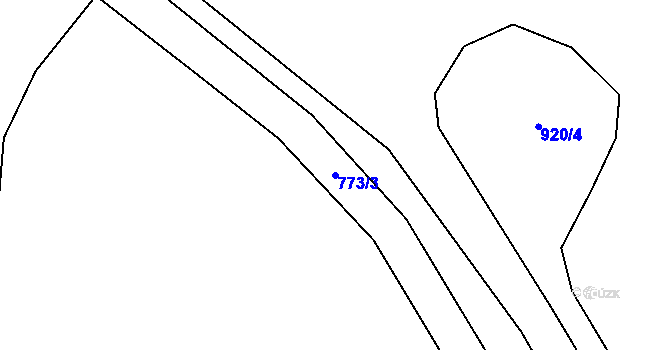 Parcela st. 773/3 v KÚ Kůští, Katastrální mapa