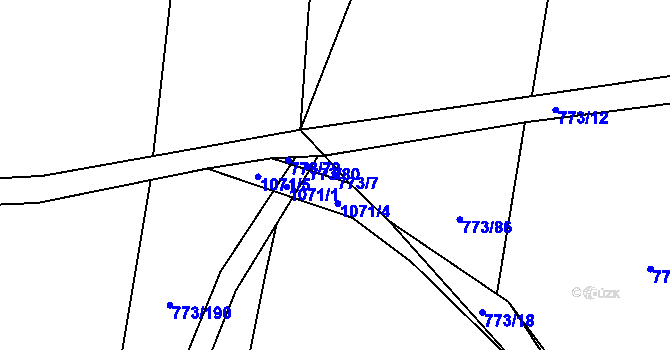 Parcela st. 773/7 v KÚ Kůští, Katastrální mapa