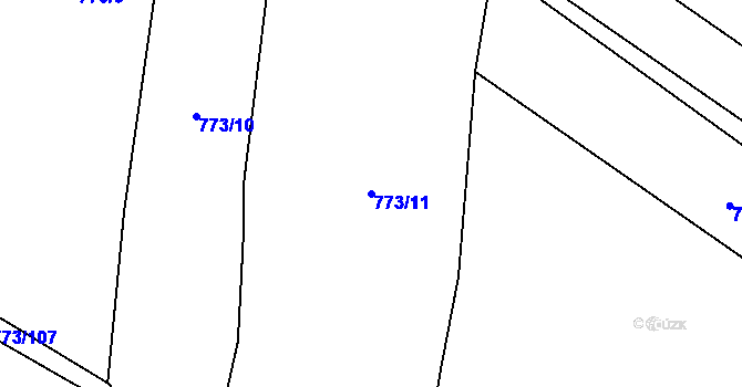 Parcela st. 773/11 v KÚ Kůští, Katastrální mapa