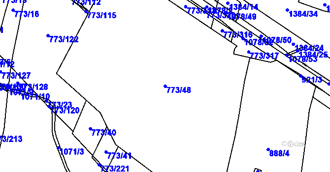 Parcela st. 773/48 v KÚ Kůští, Katastrální mapa