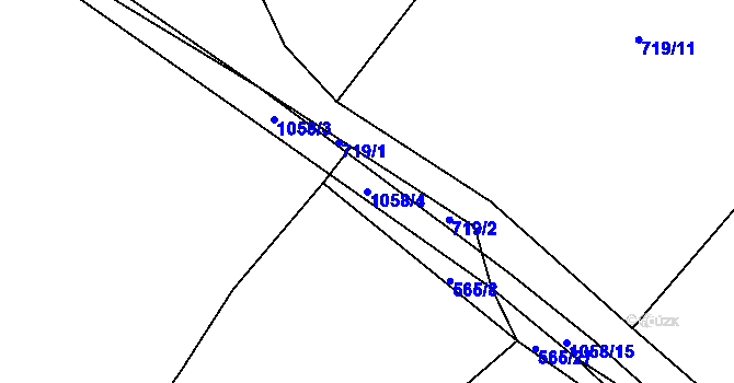 Parcela st. 1058/4 v KÚ Kůští, Katastrální mapa