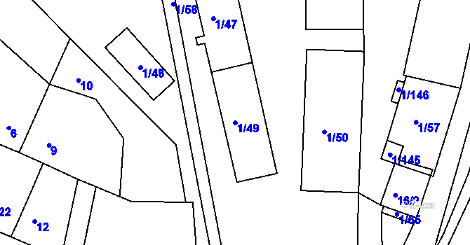 Parcela st. 1/49 v KÚ Čenkov u Příbramě, Katastrální mapa