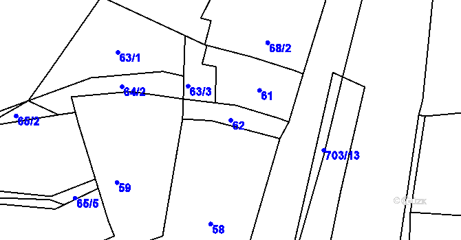 Parcela st. 62 v KÚ Čenkov u Příbramě, Katastrální mapa