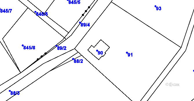 Parcela st. 90 v KÚ Čenkov u Příbramě, Katastrální mapa