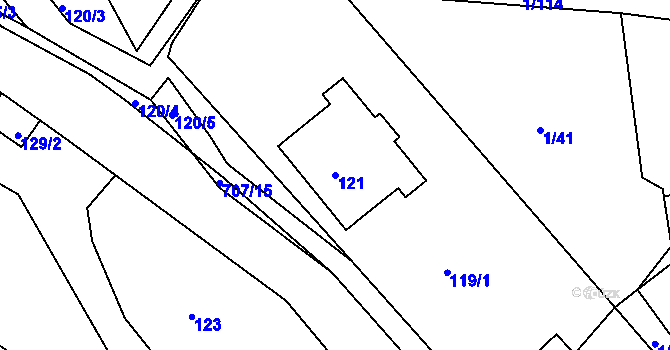 Parcela st. 121 v KÚ Čenkov u Příbramě, Katastrální mapa