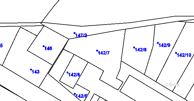Parcela st. 142/7 v KÚ Čenkov u Příbramě, Katastrální mapa