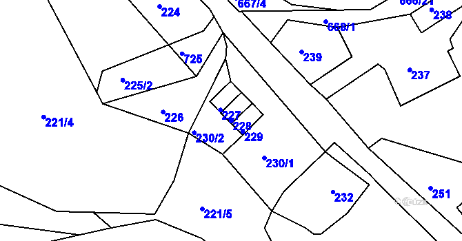Parcela st. 228 v KÚ Čenkov u Příbramě, Katastrální mapa