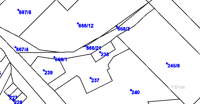 Parcela st. 238 v KÚ Čenkov u Příbramě, Katastrální mapa