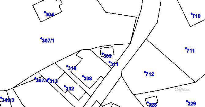 Parcela st. 309 v KÚ Čenkov u Příbramě, Katastrální mapa