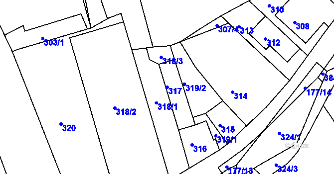 Parcela st. 317 v KÚ Čenkov u Příbramě, Katastrální mapa