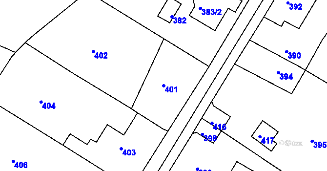 Parcela st. 401 v KÚ Čenkov u Příbramě, Katastrální mapa