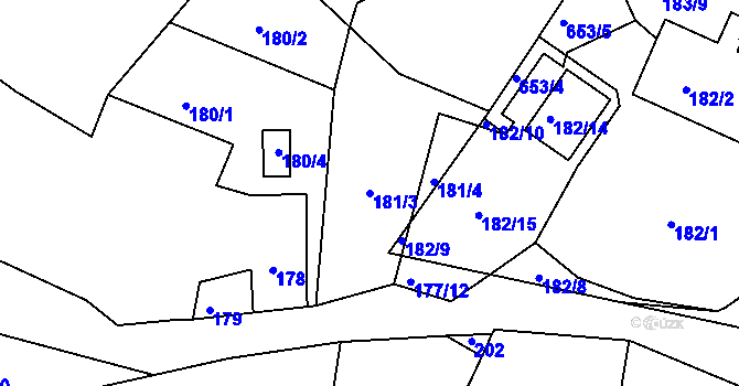 Parcela st. 181/3 v KÚ Čenkov u Příbramě, Katastrální mapa