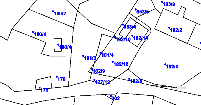 Parcela st. 181/4 v KÚ Čenkov u Příbramě, Katastrální mapa