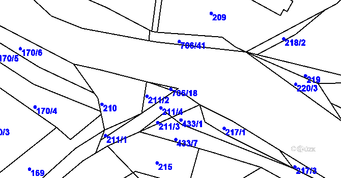 Parcela st. 706/18 v KÚ Čenkov u Příbramě, Katastrální mapa