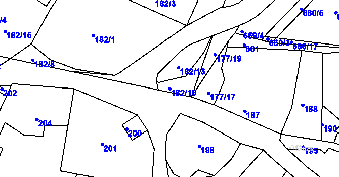 Parcela st. 182/16 v KÚ Čenkov u Příbramě, Katastrální mapa