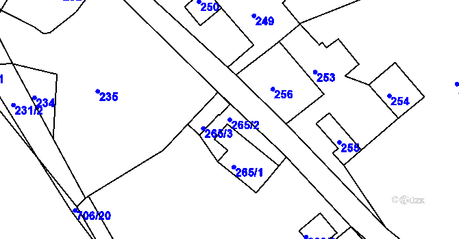 Parcela st. 265/2 v KÚ Čenkov u Příbramě, Katastrální mapa