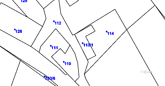 Parcela st. 113/1 v KÚ Čenkov u Příbramě, Katastrální mapa
