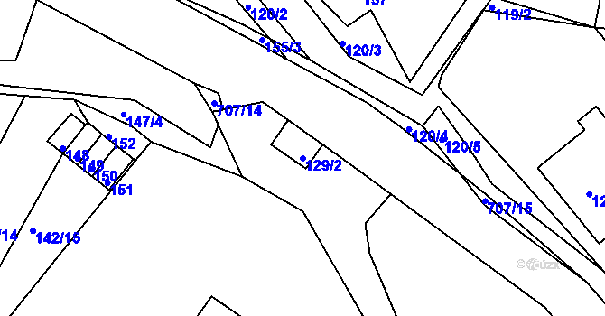 Parcela st. 129/2 v KÚ Čenkov u Příbramě, Katastrální mapa