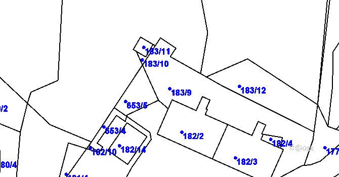 Parcela st. 183/9 v KÚ Čenkov u Příbramě, Katastrální mapa
