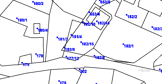 Parcela st. 182/15 v KÚ Čenkov u Příbramě, Katastrální mapa