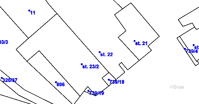 Parcela st. 22 v KÚ Čenkov u Třešti, Katastrální mapa