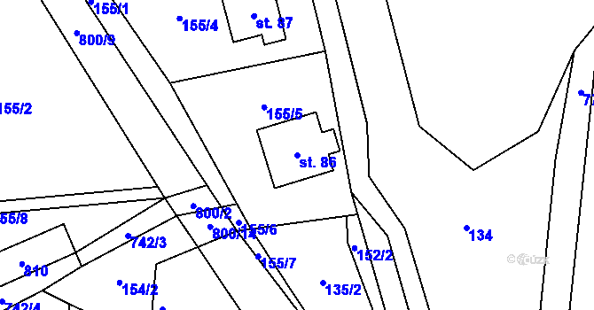 Parcela st. 86 v KÚ Čenkov u Třešti, Katastrální mapa