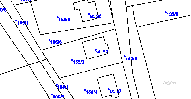 Parcela st. 92 v KÚ Čenkov u Třešti, Katastrální mapa
