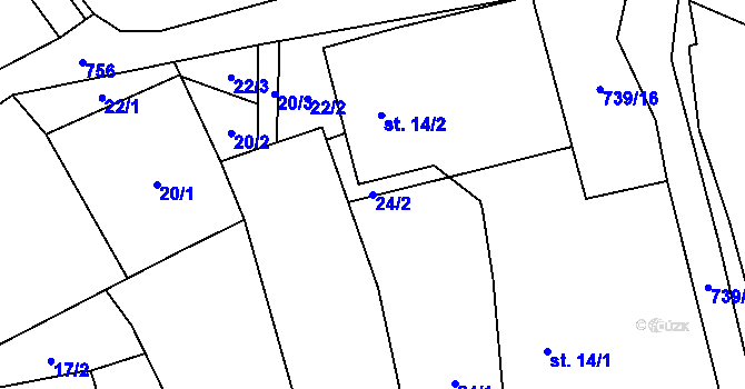 Parcela st. 24/2 v KÚ Čenkov u Třešti, Katastrální mapa