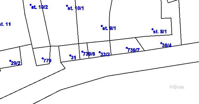 Parcela st. 33/2 v KÚ Čenkov u Třešti, Katastrální mapa