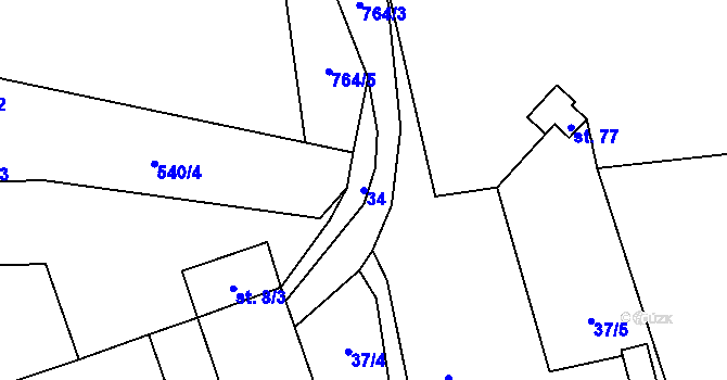 Parcela st. 34 v KÚ Čenkov u Třešti, Katastrální mapa