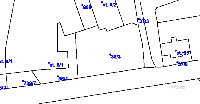 Parcela st. 36 v KÚ Čenkov u Třešti, Katastrální mapa