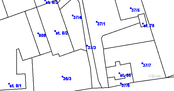 Parcela st. 37/3 v KÚ Čenkov u Třešti, Katastrální mapa