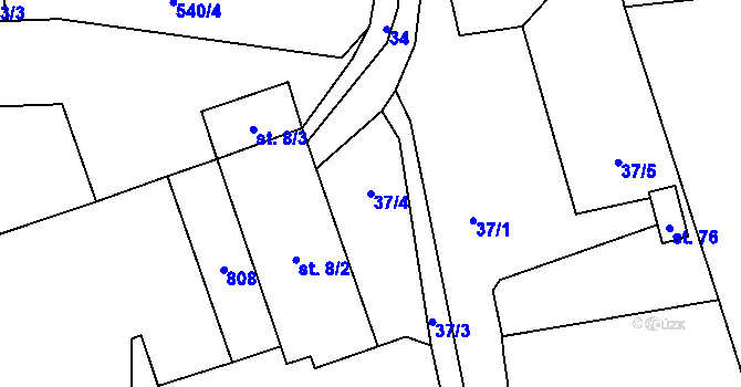 Parcela st. 37/4 v KÚ Čenkov u Třešti, Katastrální mapa