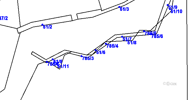 Parcela st. 51/6 v KÚ Čenkov u Třešti, Katastrální mapa