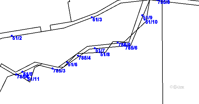 Parcela st. 51/8 v KÚ Čenkov u Třešti, Katastrální mapa