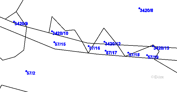 Parcela st. 57/16 v KÚ Čenkov u Třešti, Katastrální mapa