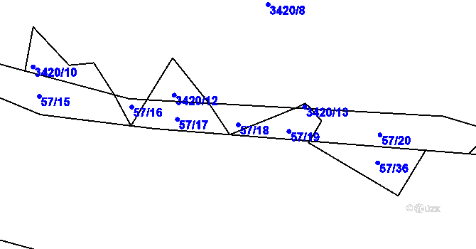 Parcela st. 57/18 v KÚ Čenkov u Třešti, Katastrální mapa