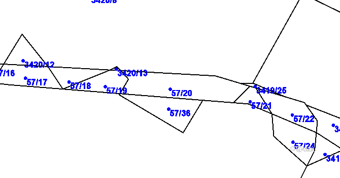 Parcela st. 57/20 v KÚ Čenkov u Třešti, Katastrální mapa