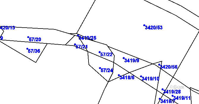 Parcela st. 57/22 v KÚ Čenkov u Třešti, Katastrální mapa