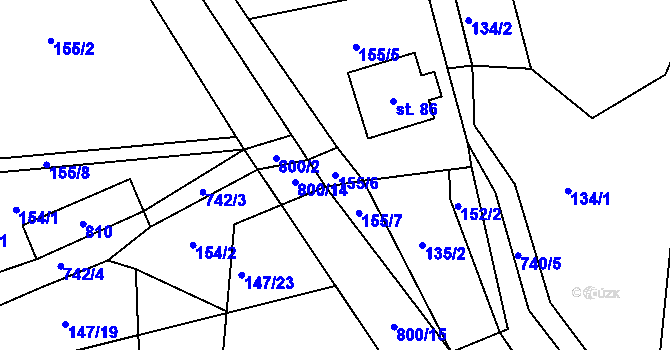 Parcela st. 155/6 v KÚ Čenkov u Třešti, Katastrální mapa