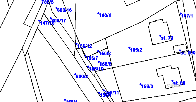 Parcela st. 156/8 v KÚ Čenkov u Třešti, Katastrální mapa