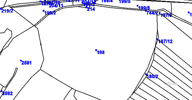 Parcela st. 198 v KÚ Čenkov u Třešti, Katastrální mapa