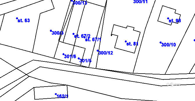 Parcela st. 300/12 v KÚ Čenkov u Třešti, Katastrální mapa