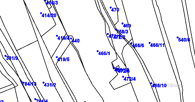 Parcela st. 466/1 v KÚ Čenkov u Třešti, Katastrální mapa
