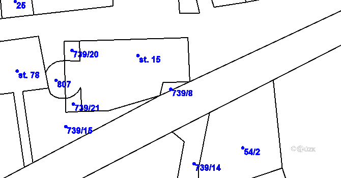 Parcela st. 739/8 v KÚ Čenkov u Třešti, Katastrální mapa