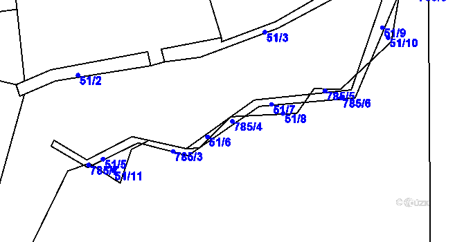 Parcela st. 785/4 v KÚ Čenkov u Třešti, Katastrální mapa